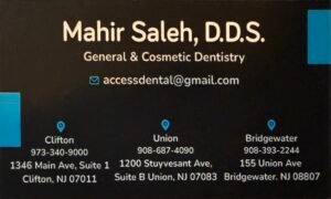 Business acrd for Dr Mahir Saleh, DDS
